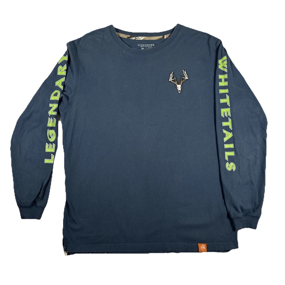 Legendary Whitetails Long Sleeve Shirt Medium Dusty Blue Deer Skull Graphic